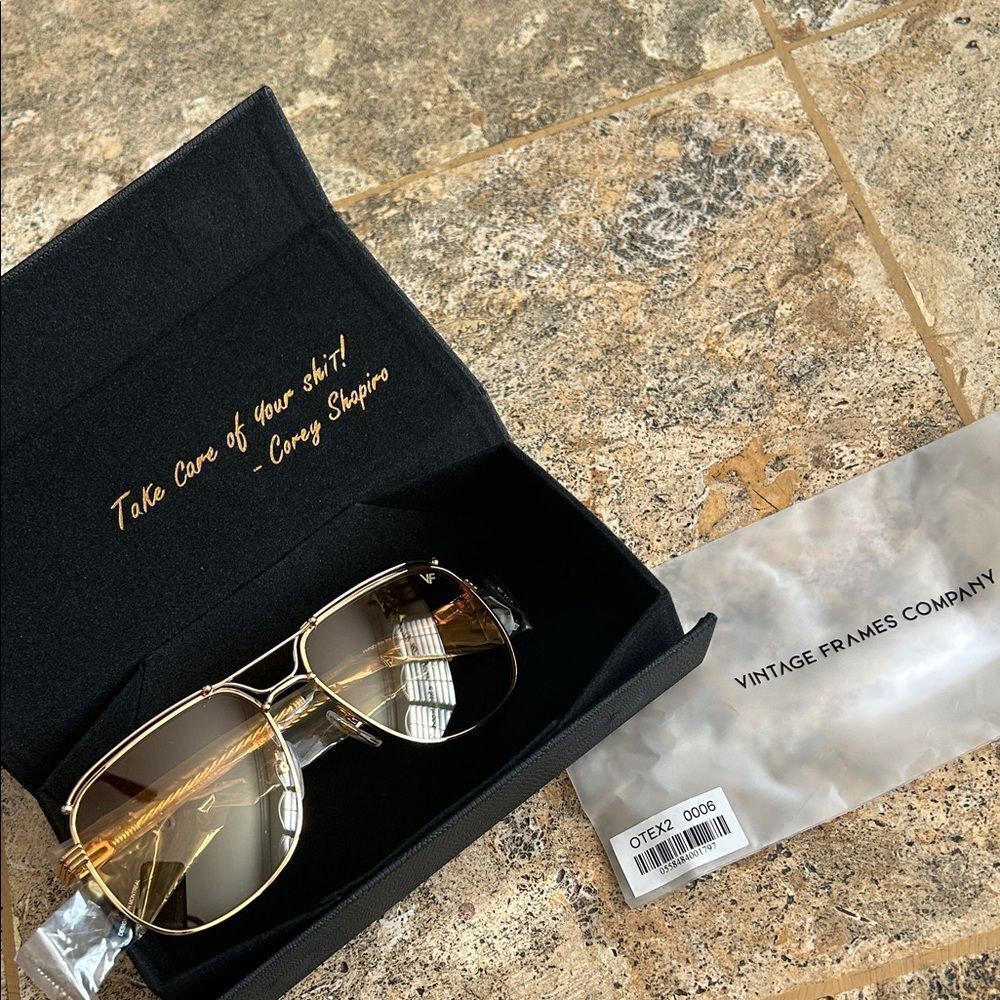 vintage frame company Gold Aviator Sunglasses